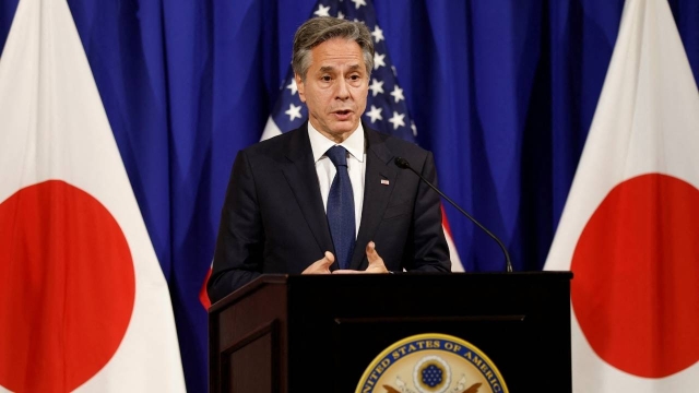 Antony Blinken, secretario de Estado de EUA, durante su visita a Tokio.