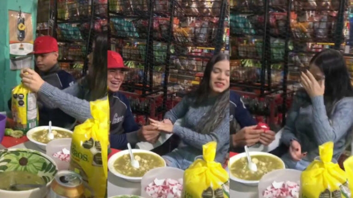 ¡Con un pozole! Joven le propone matrimonio a su novia