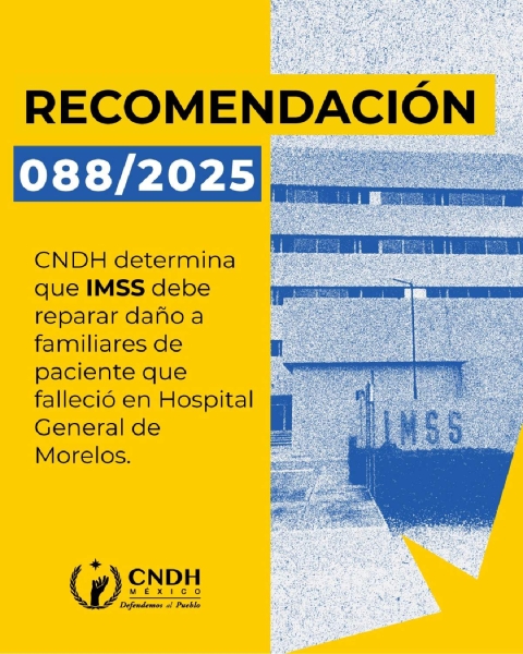 CNDH pide al IMSS Morelos mejorar servicios  
