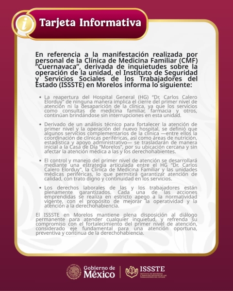 Refrenda ISSSTE en Morelos compromiso con el fortalecimiento del primer nivel de atenci&oacute;n
