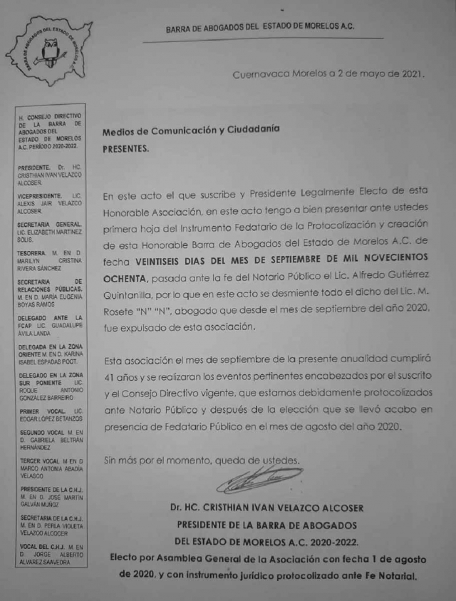 Barra de Abogados, dividida hasta en festejo