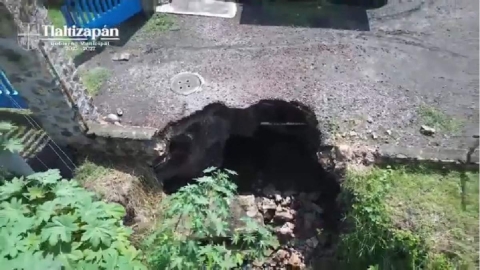 Apareció un socavón en la planta de tratamiento de aguas residuales de Santa Rosa Treinta. No se dieron a conocer las causas, pero el gobierno aseguró que ya se está atendiendo.