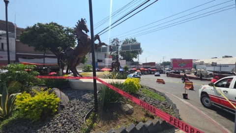   El hombre se subi&oacute; a la escultura, pero a los pocos minutos muri&oacute;.