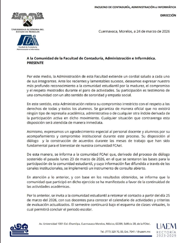 Facultad de Contadur&iacute;a convoca a clases virtuales 