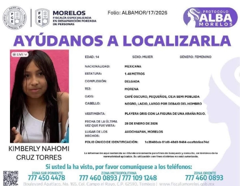 Una adolescente desapareci&oacute; en Axochiapan