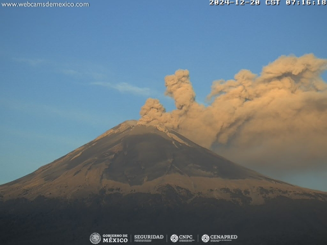 Registra 13 exhalaciones volcán Popocatépetl; se mantiene semáforo amarillo fase 2