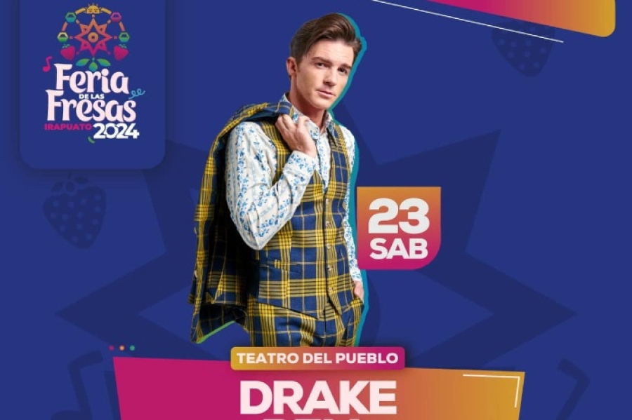 Drake Bell anuncia participación en la Feria de Fresas, Irapuato