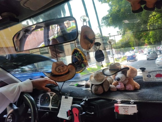 Peluches decoran su taxi