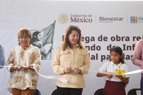 Promueve Margarita González Saravia arte y cultura infantil con entrega de nueva techumbre escolar en Tepetzingo