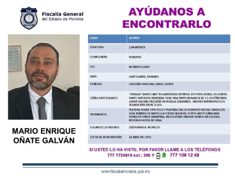 Desaparece funcionario de la Consejería Jurídica