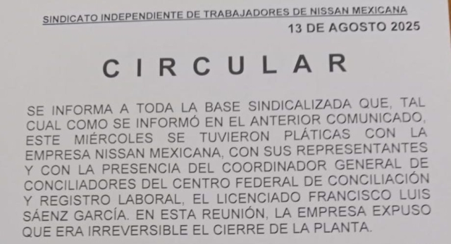 Nissan confirma cierre de planta en Civac y anuncia venta del predio