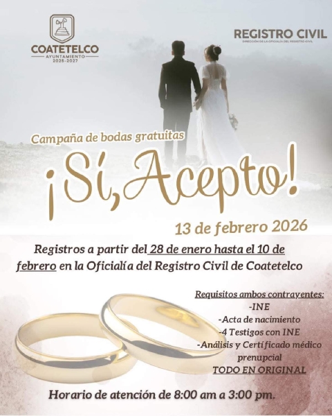 Municipios del surponiente celebrar&aacute;n bodas colectivas