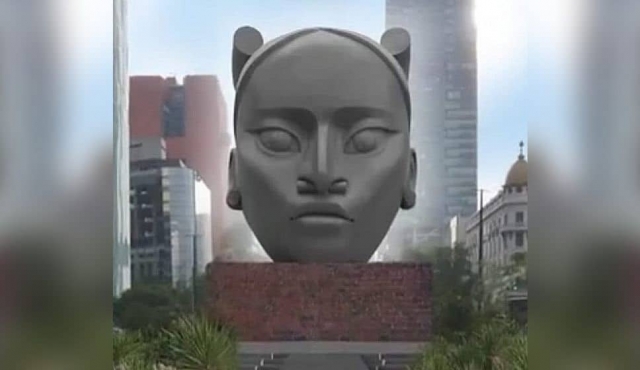 Revelan imagen de la escultura &quot;Tlalli&quot;.