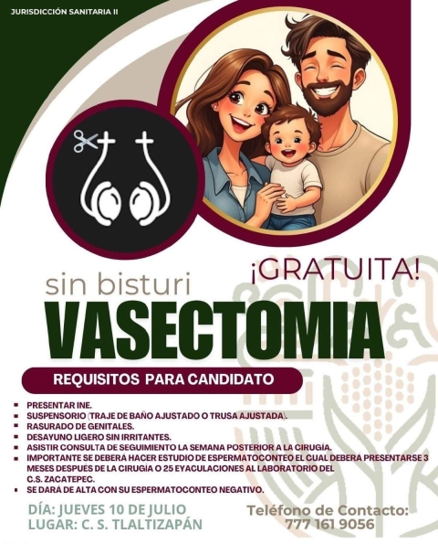 Tlaltizapán se suma a los municipios de la región sur que durante este mes contarán con la jornada de vasectomía sin bisturí, aunque la convocatoria la dieron a conocer apenas ayer.