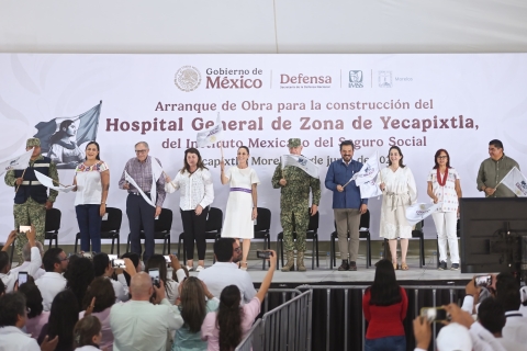 Arrancan gobernadora Margarita González Saravia y presidenta Claudia Sheinbaum construcción de HGZ del IMSS en Yecapixtla
