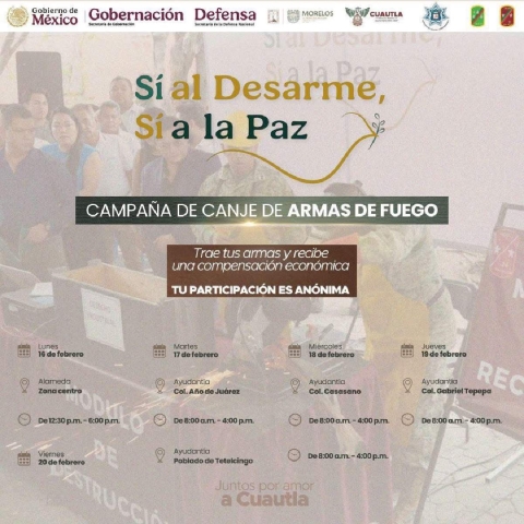 Cuautla realizar&aacute; jornadas de desarme voluntario