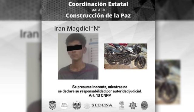 A proceso, joven detenido en poder de una moto robada