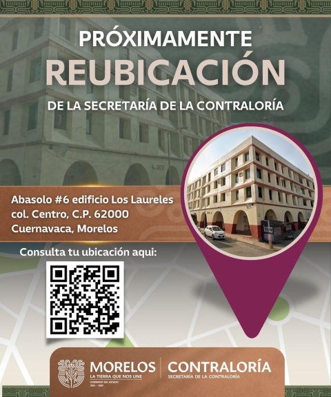Anuncia Secretaría de la Contraloría cambio de domicilio