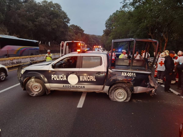 La patrulla en la que viajaban los uniformados.