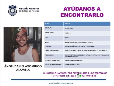 Buscan a joven que desapareció en Tlaquiltenango