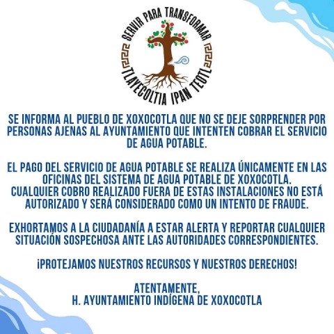 Alertan por falsos cobradores de agua potable en Xoxocotla