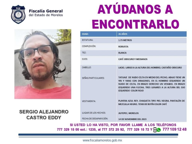 Buscan a joven desaparecido en Jiutepec