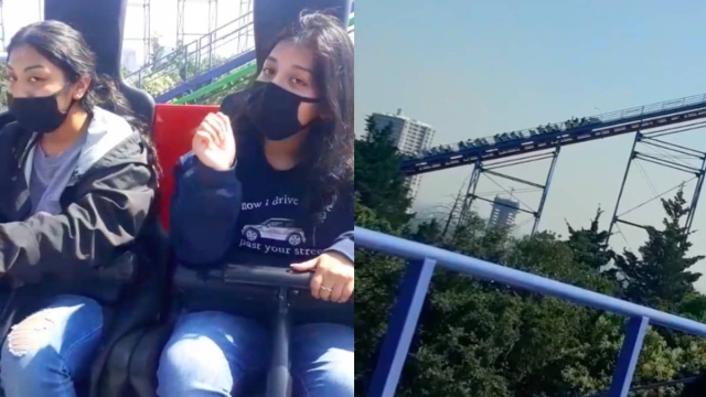 Jóvenes quedan atrapadas en juego de Six Flags México.