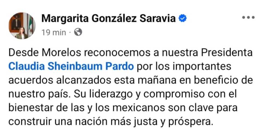 Ratifica González Saravia respaldo a la política exterior de la presidenta Claudia Sheinbaum