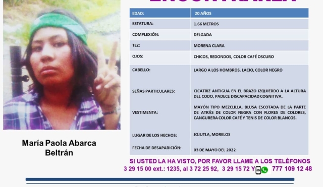 Buscan a una joven que desapareció en Jojutla