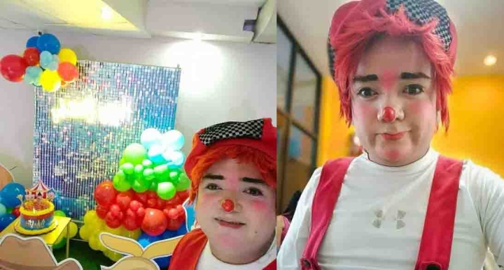 Payaso viral: Ofrece shows a cambio de útiles escolares para sus hijas