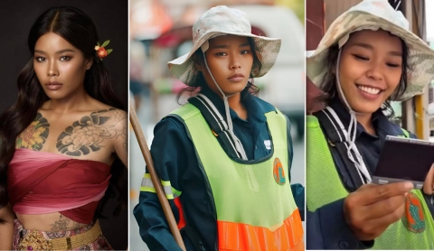 Barrendera tailandesa se convierte en modelo tras hacerse viral en TikTok gracias a un fotógrafo ruso