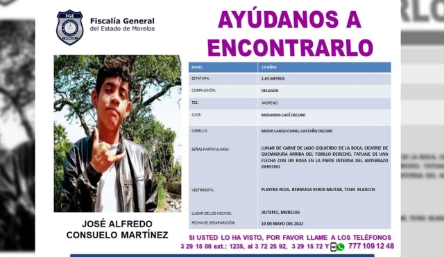 Buscan a un joven que desapareció en Jiutepec