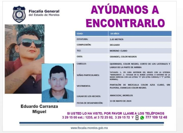 Buscan a un joven que desapareció en Amacuzac