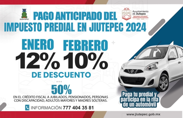 Gobierno de Jiutepec amplía la campaña de descuento en el impuesto predial 2024
