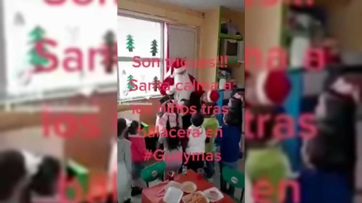 Balacera &#039;se roba&#039; posada en jardín de niños de Sonora; Santa calma a niños