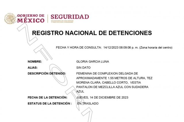 Gloria García Luna, hermana de Genaro García Luna, detenida en Cuernavaca