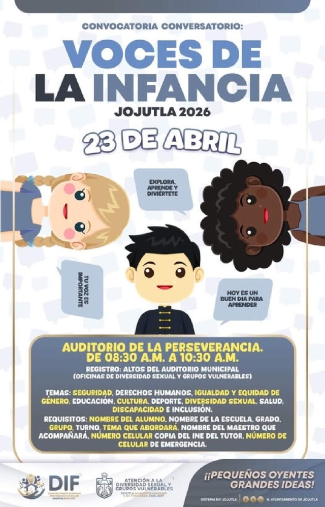 Esta semana se realizar&aacute; el conversatorio &ldquo;Voces de la Infancia&rdquo;, al que se invita a los ni&ntilde;os a participar y a proponer soluciones a los problemas que los aquejan.