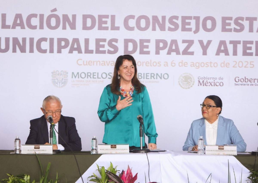 La gobernadora Margarita González Saravia y la secretaria de Gobernación, Rosa Icela Rodríguez, instalaron los Consejos Estatal y Municipales de Paz y Atención a las Causas en Morelos. 