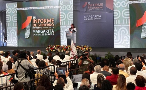 Presenta gobernadora Margarita Gonz&aacute;lez Saravia primer informe de gobierno en la regi&oacute;n noroeste, desde Cuernavaca