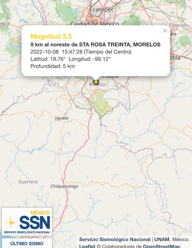 Sorprende sismo con epicentro en Tlaltizapán