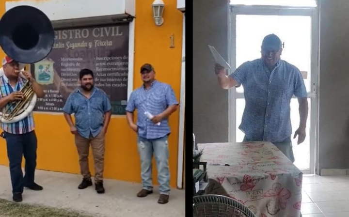 Hombre festeja su divorcio con banda a fuera del Registro Civil