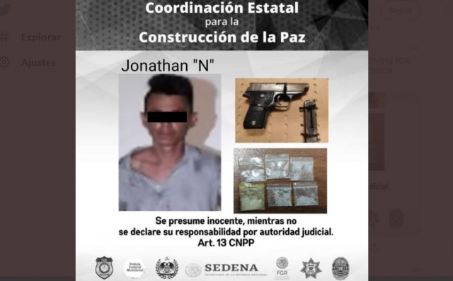 Atrapan a joven armado y con droga en Puente de Ixtla