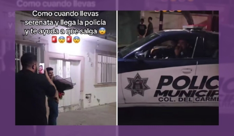 Policías ayudan a que serenata sorpresa sea escuchada: &#039;Sal Vanessa&#039; | Video