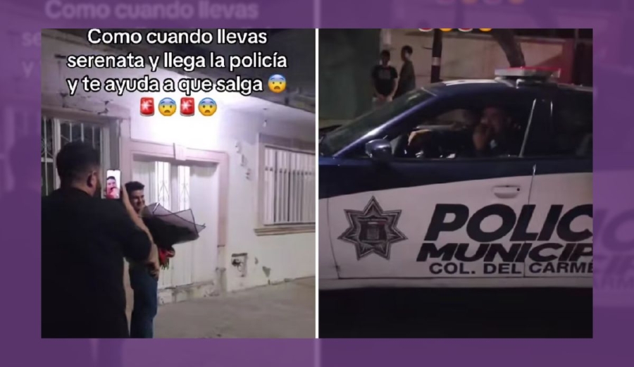Policías ayudan a que serenata sorpresa sea escuchada: 'Sal Vanessa' | Video