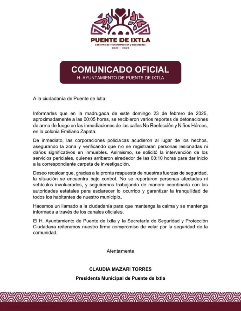Alcaldesa llama a la calma tras enfrentamiento en Puente de Ixtla