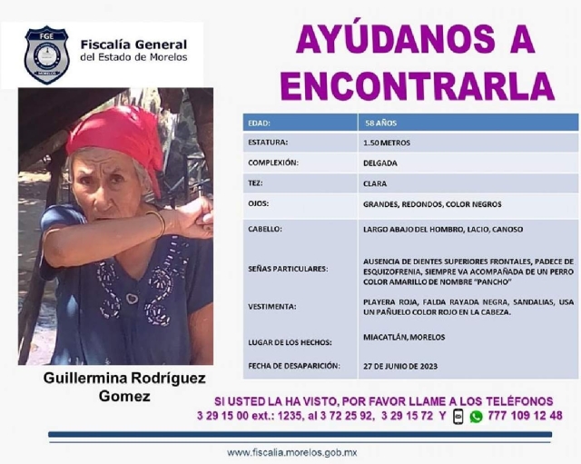 Buscan a una mujer que desapareció en Miacatlán