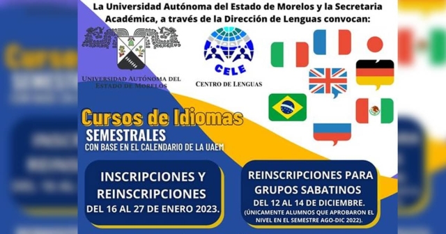 Del 16 al 27 de enero, inscripciones en CELE UAEM