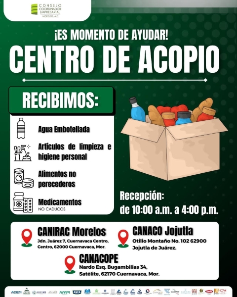 Instalan cámaras empresariales centros de acopio de víveres para apoyar a damnificados por lluvias en Veracruz