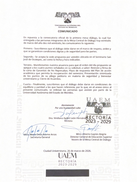 Acepta UAEM sede del Seminario Mayor para entablar mesa de di&aacute;logo con estudiantes