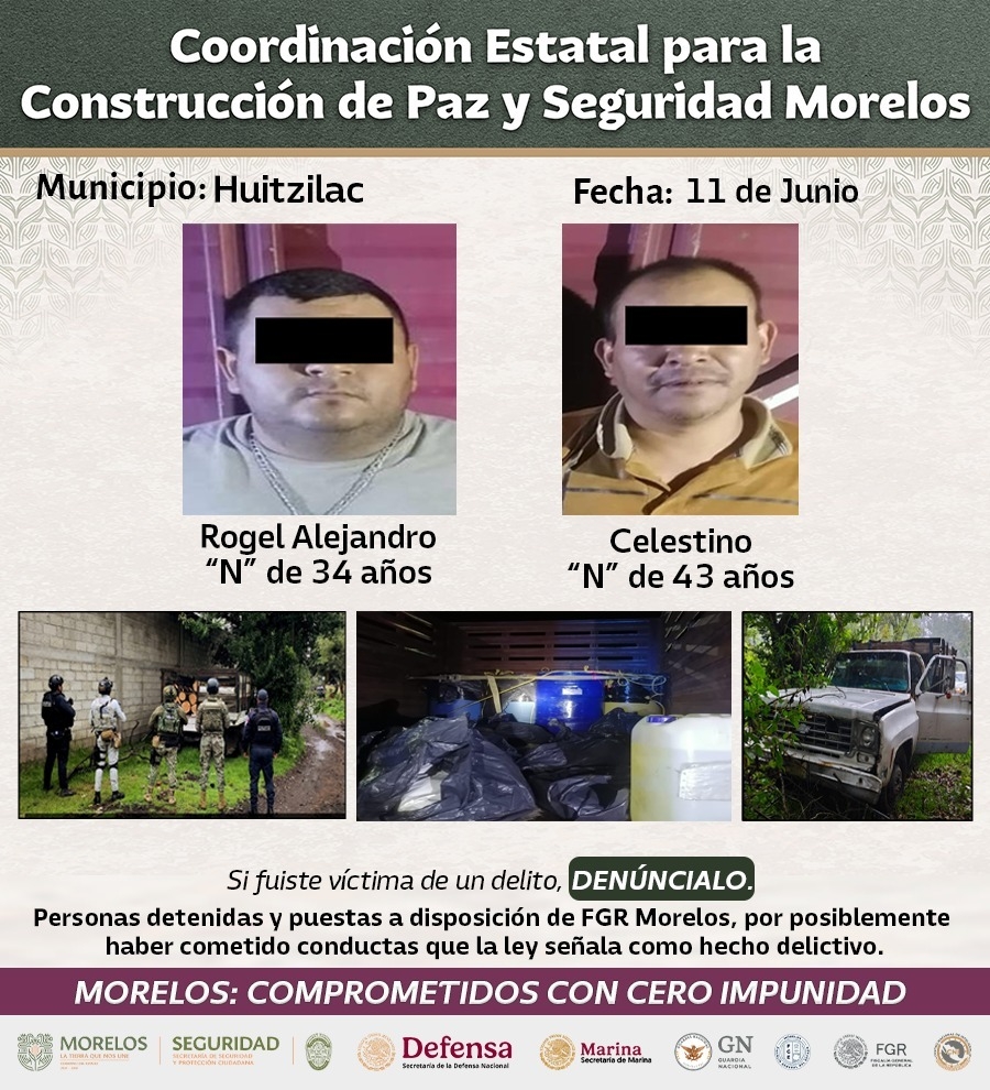 Operativos realizados desde la Mesa de Coordinación Estatal arrojan importantes detenciones